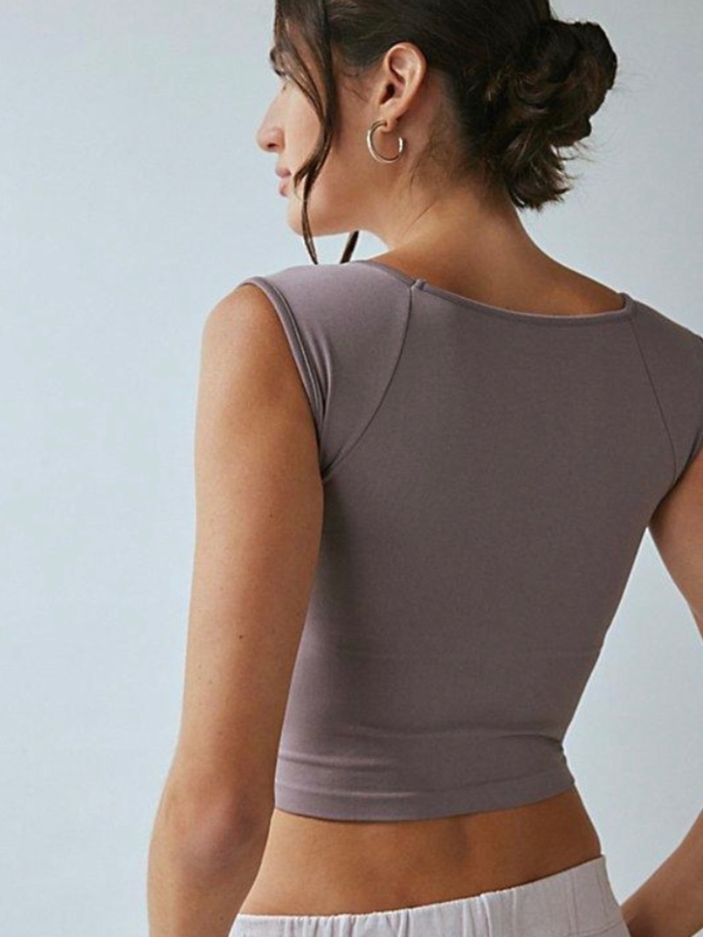 Out From Under Charlene Pinch Front Seamless Gray Top - XS